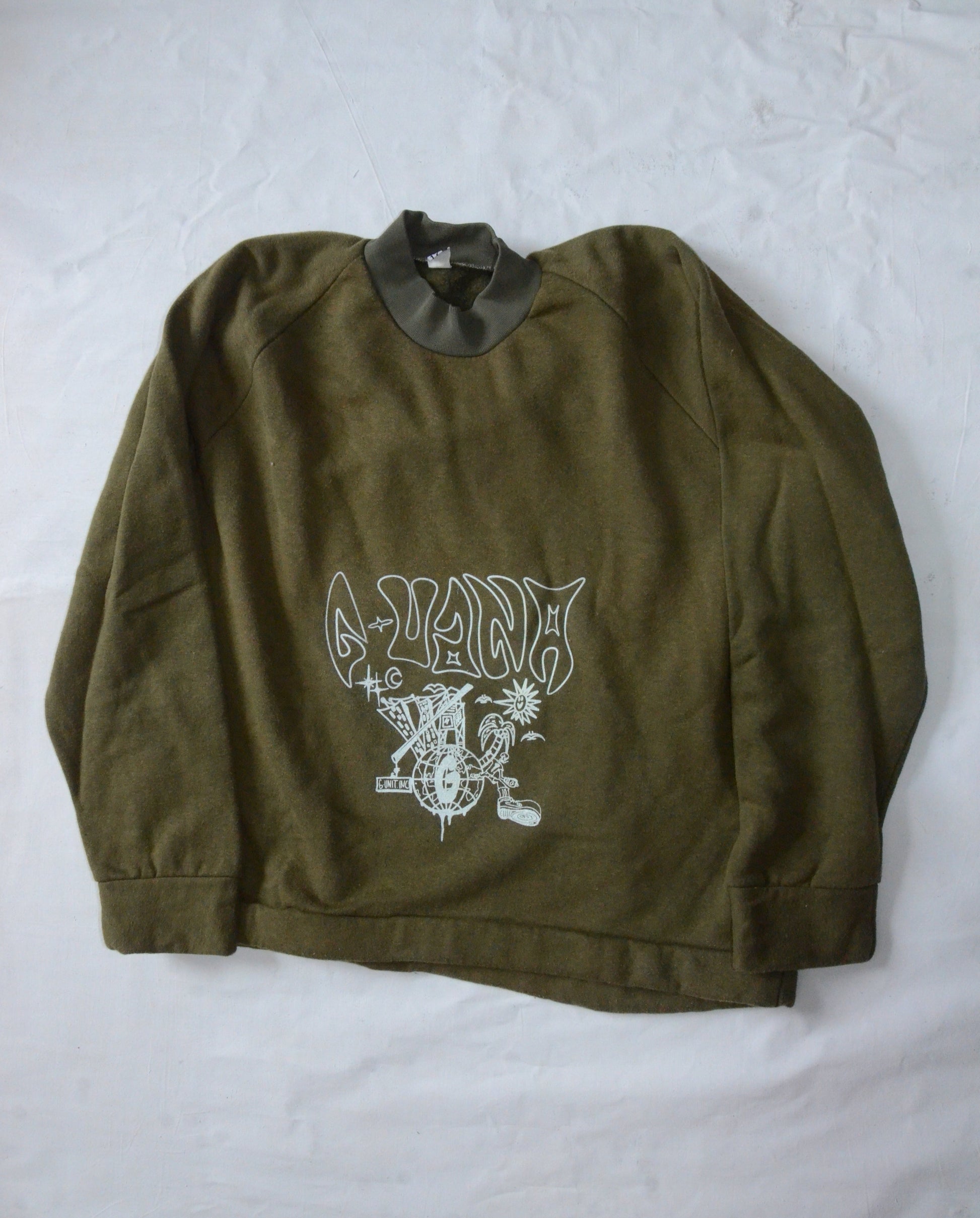 G.UANA Army Green 4 Screenprint Sweater