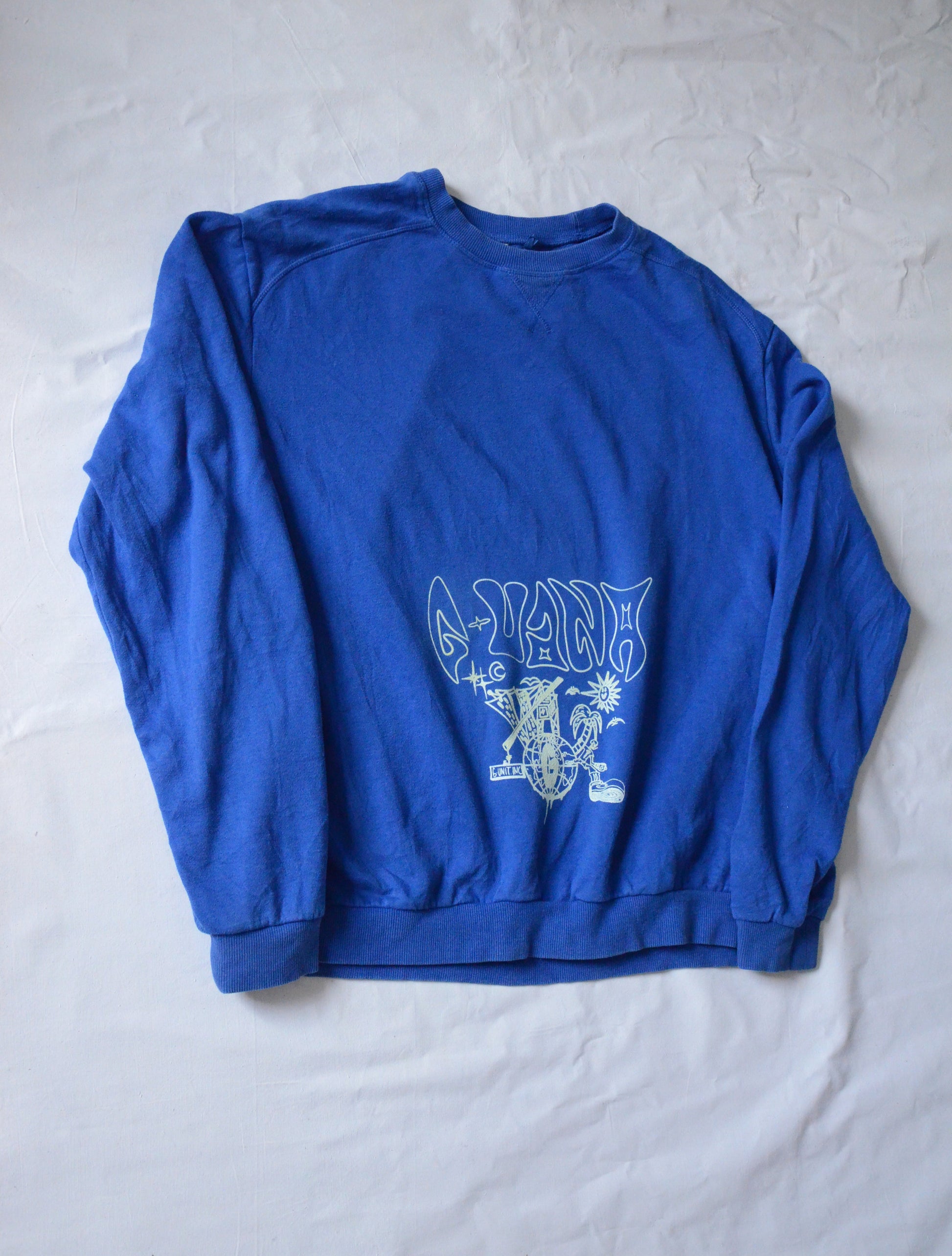 G.UANA Blue 8 Screenprint Sweater