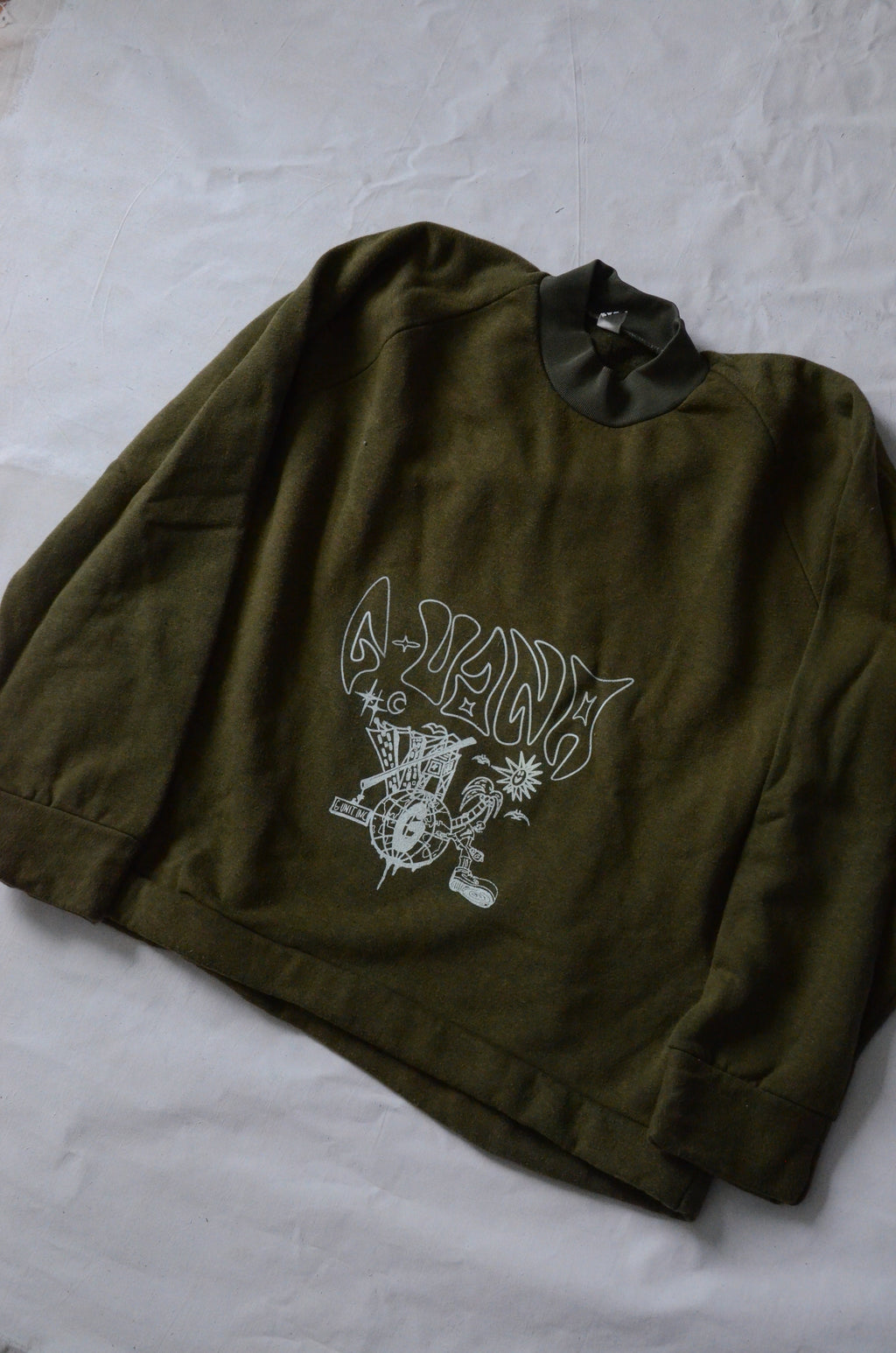 G.UANA Army Green 4 Screenprint Sweater