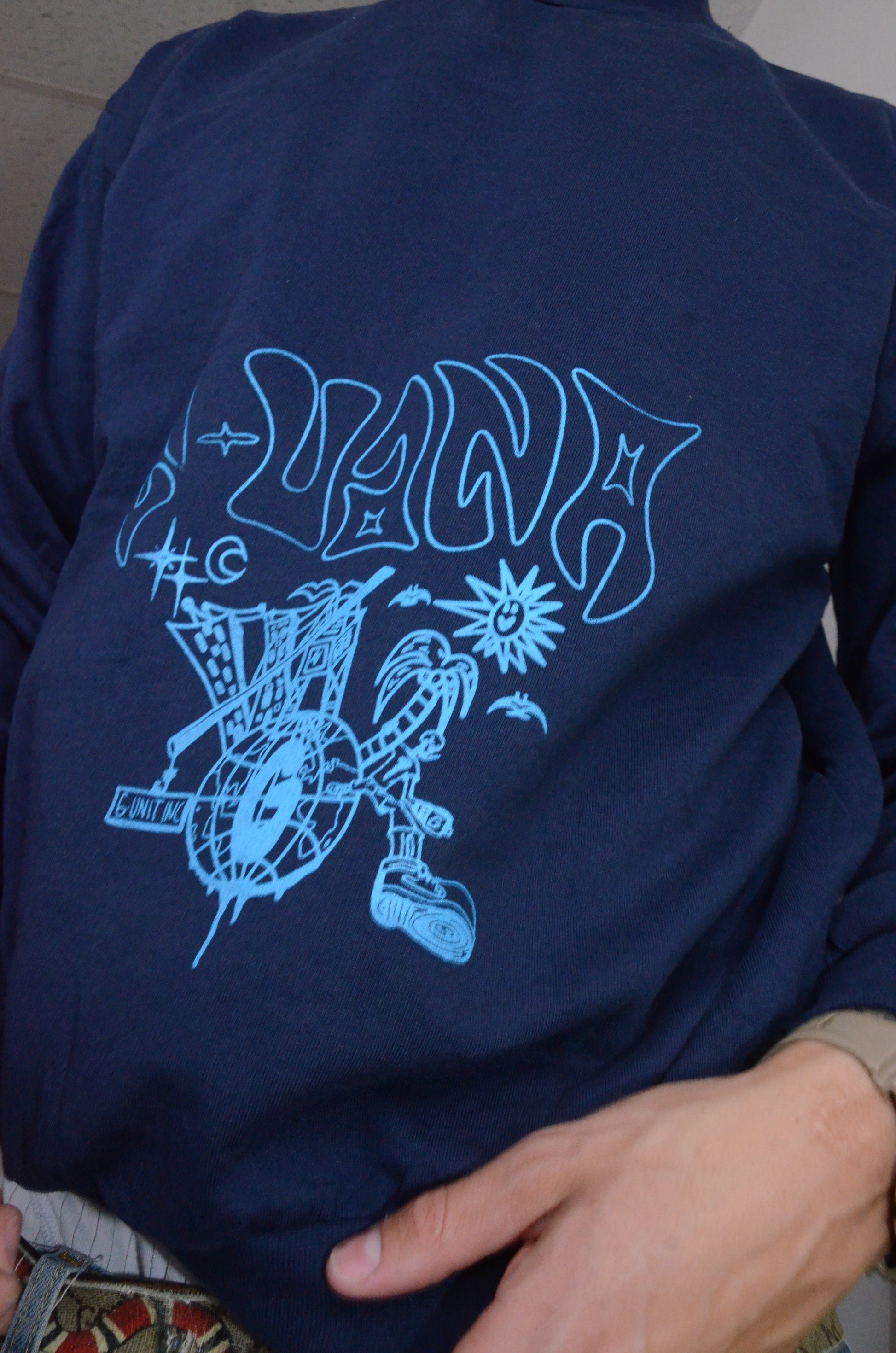 G.UANA Blue 9 Screenprint Sweater