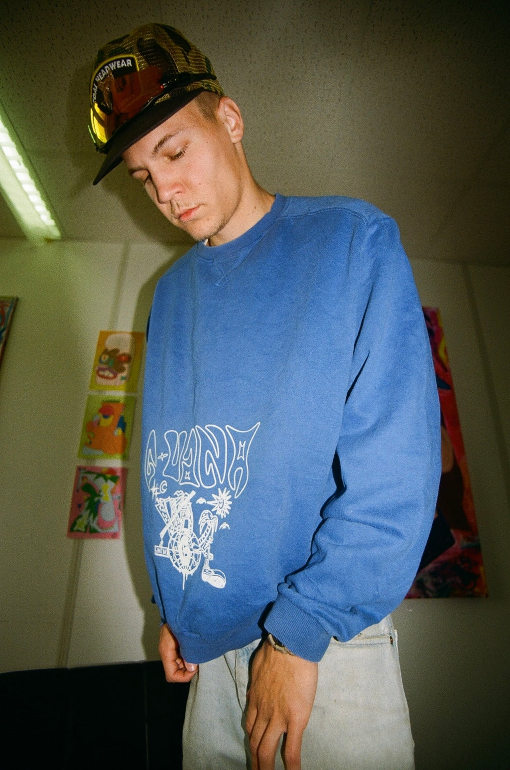 G.UANA Blue 8 Screenprint Sweater